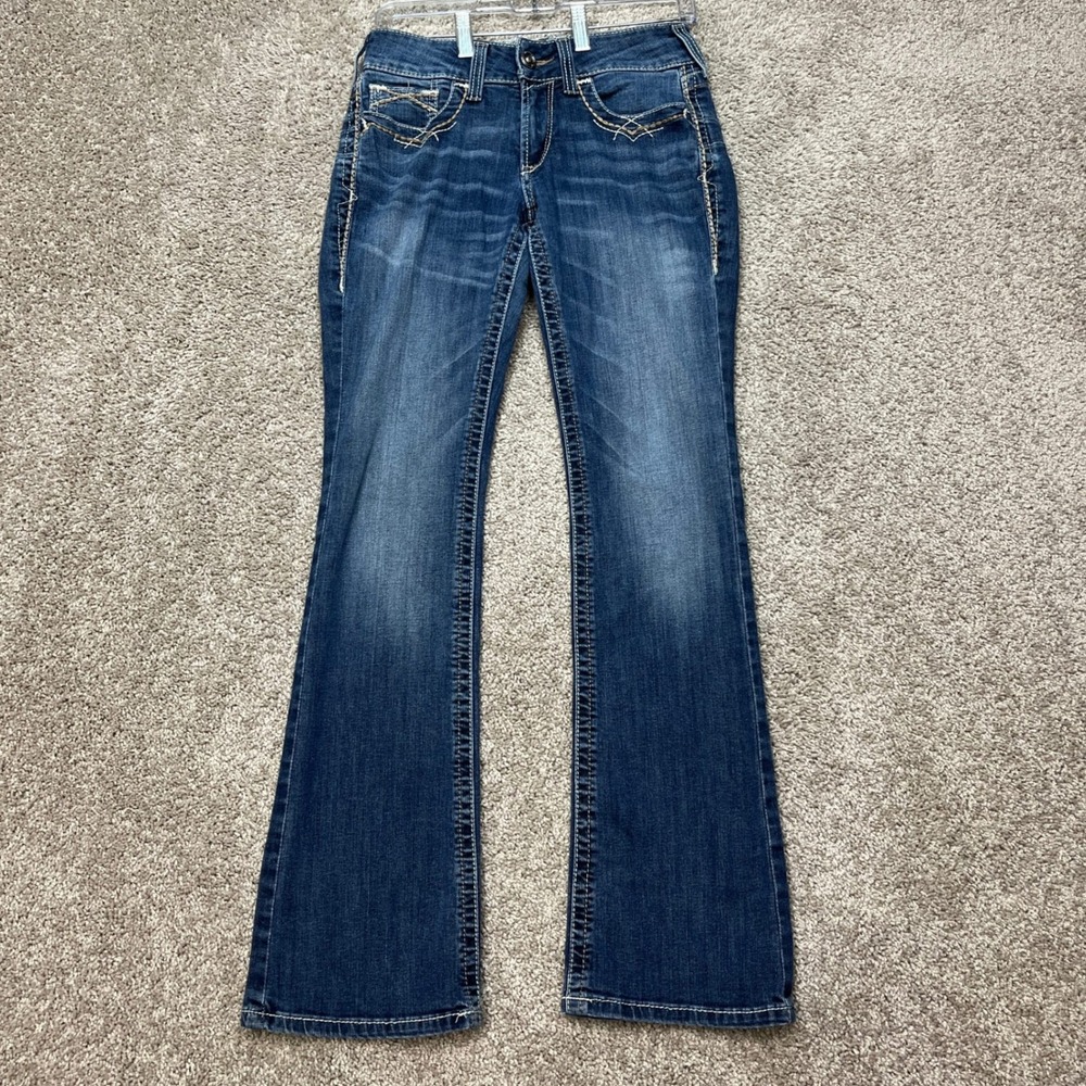 Ariat REAL Denim Jeans Women 28R 28x32 Medium Wash Bootcut Contrast Stitch Denim